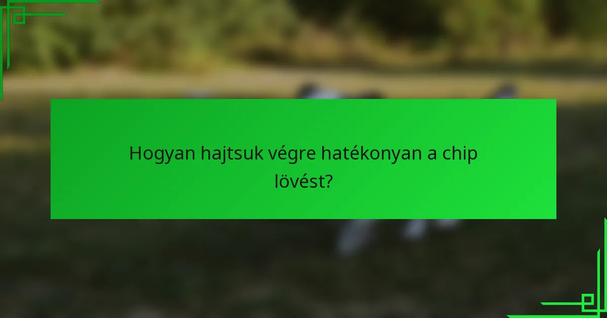 Hogyan hajtsuk végre hatékonyan a chip lövést?