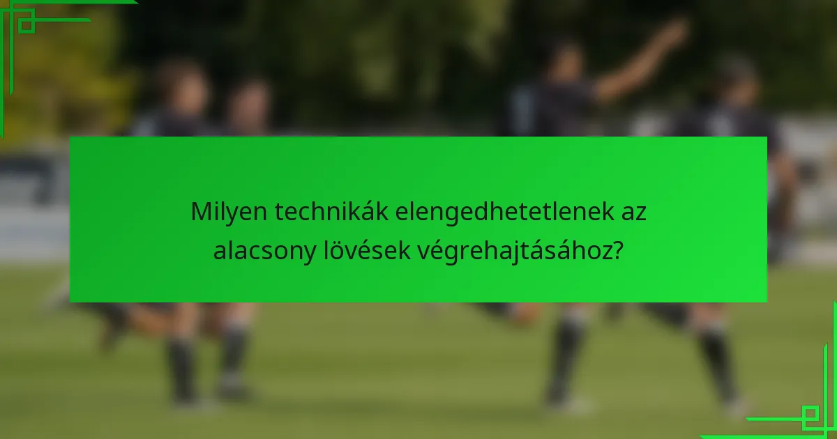 Milyen technikák elengedhetetlenek az alacsony lövések végrehajtásához?